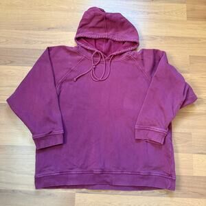 Vintage 90's Weavers Burgundy Blank Baggy Hoodie Pullover Sweatshirt Sz Medium